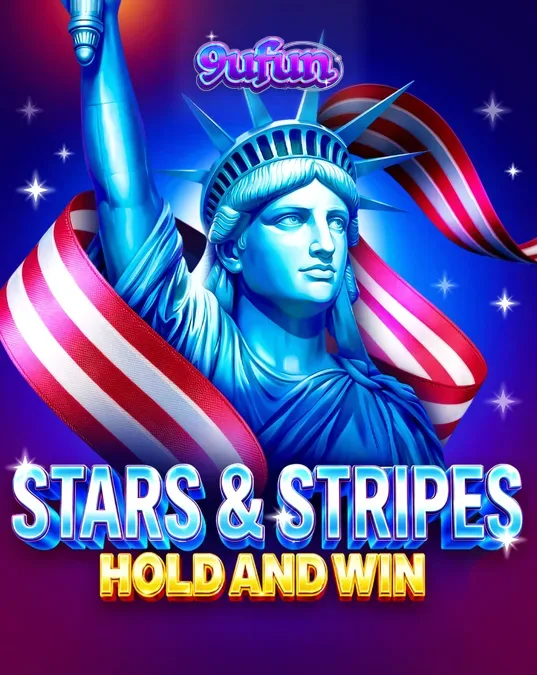 Stars & Stripes Hold and Win slot game interface featuring patriotic symbols and fireworks